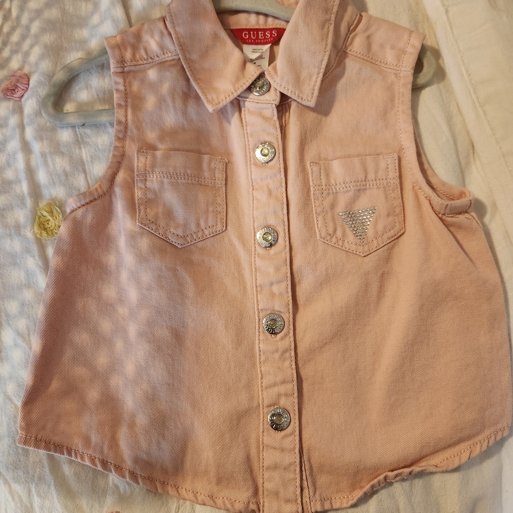 Guess Light Pink Denim Vest